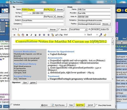 EMR consult notes shortcut in eCW