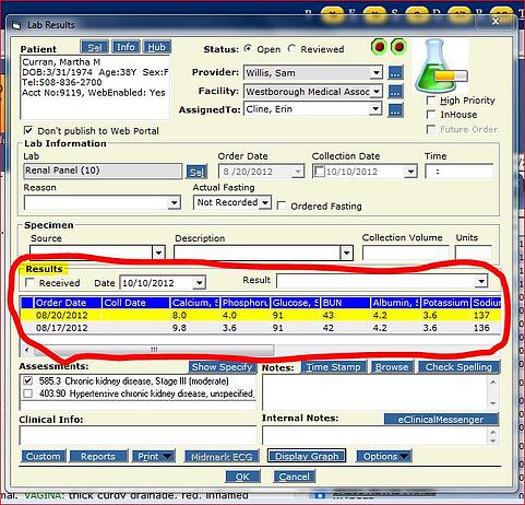 EMR lab shortcut in eCW