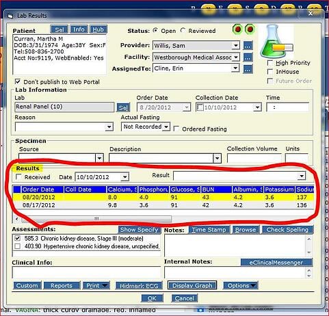 EMR lab shortcut in eCW