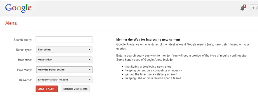 How to set up a Google Alert