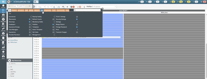 eClinicalWorks 10e Scheduling Screen