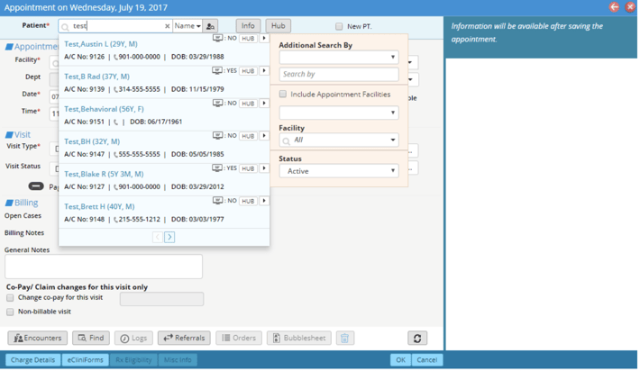 eClinicalWorks 10e Patient Search Options
