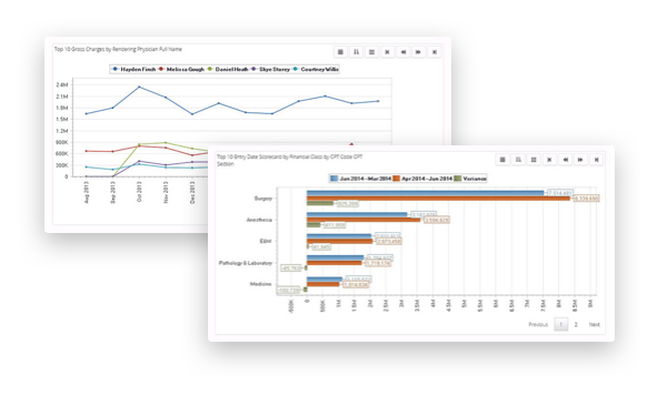 example screenshots of revele's interactive dashboards